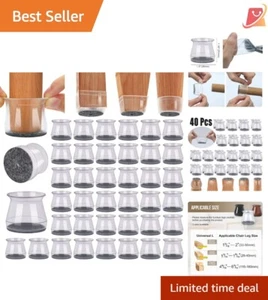 40Pcs Chair Leg Protectors Silicone Pads Clear Non-Slip for Hardwood Floors - Picture 1 of 8