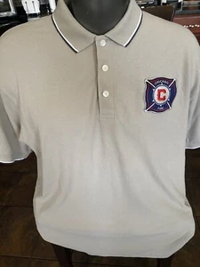 Nike Golf Chicago Fire Polo Shirt Mens L Tan Soccer Team Golf - Picture 1 of 6