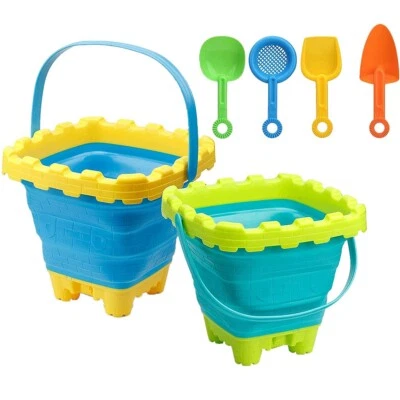 Sand Castle Building Set Collapsible Bucket Spade Bundle Beach Sandpit Toys 2PK - Image 1 of 4