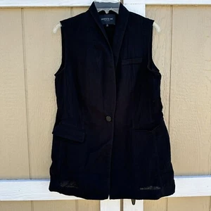 Lafayette 148 Black Cotton Gauze One Button Sleeveless Vest Women's Size Medium - Picture 1 of 7