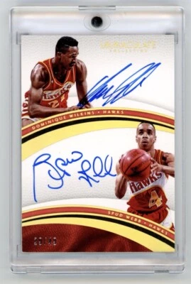 2016-17 Panini Immaculate Dominique Wilkins Spud Webb Dual Auto Gold /49 Hawks - Image 1 of 2