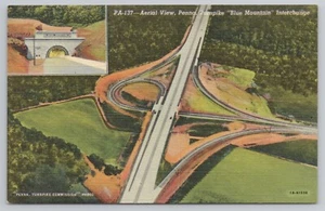 Aerial View Pennsylvania Turnpike Blue Mountain PA Postcard Linen 1940 - Picture 1 of 2