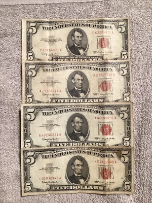 United States  Notes $5’s 1953C/1963 ($20 Face Val) Circ Cond - Image 1 of 4
