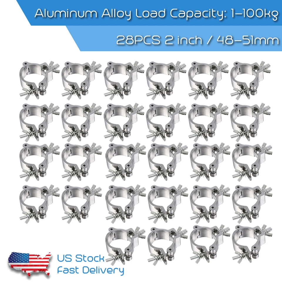 Paquete de 28 abrazaderas de iluminación Stage Par abrazadera en O 2 pulgadas resistente 220 libras armadura de luz para DJ Foto 1 de 4