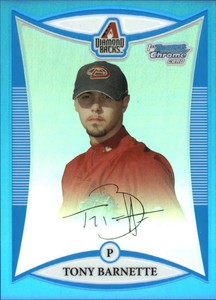 2008 Bowman Chrome Prospects Blue Refractors Baseball Card #BCP162 Tony Barnette