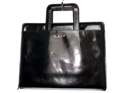Bosca Briefcase Portfolio Planner Black Leather Hand Stained Hide Vintage RARE - Image 1 of 4