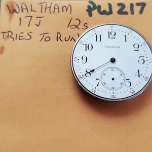 WALTHAM 17j 12s POCKET WATCH MOVEMENT PW217 - Picture 1 of 2