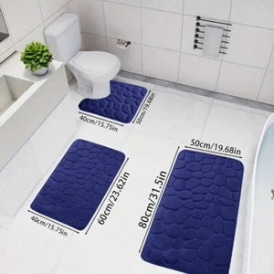 3 Teiliges Badezimmer Teppich Set / Memory Schaum Ultra weich Groß  - Bild 1 von 2