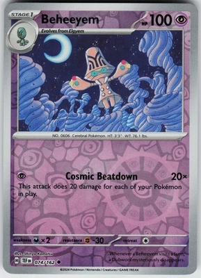 Pokemon Beheeyem 074/162 SV05: Temporal Forces NM Reverse Holo card - Image 1 of 2