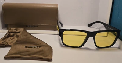 Gafas de sol Burberry KNIGHT BE4358 57-18 145 mm negras cuadradas lentes amarillas auténticas Foto 1 de 2