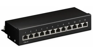 GOOBAY CAT.6 Patchpanel 69307, Mini, 12-fach, STP, schwarz - Bild 1 von 3