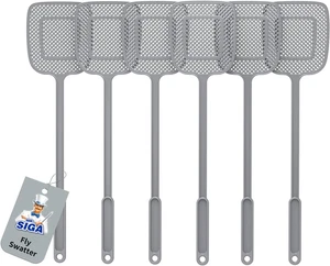 MR.SIGA - Matamoscas Con Mango Largo Resistente, Color Gris, 6 Unidades - Imagen 1 de 12
