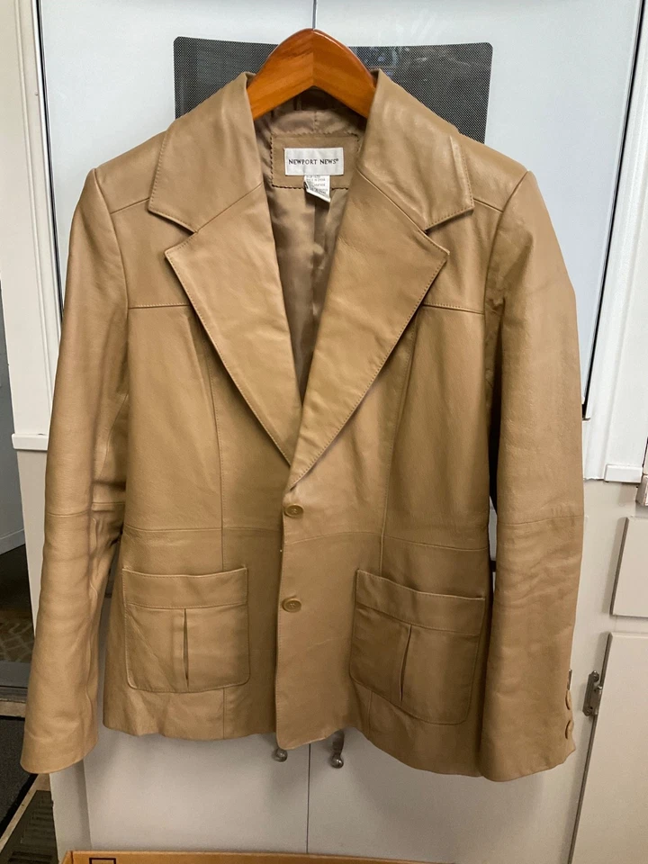 Leather Blazer Newport News Womens Size 12 Camel - Image 1 of 4