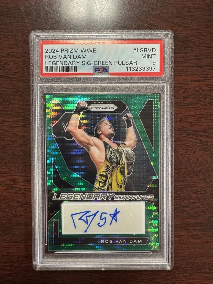 2024 Panini Prizm Rob Van Dam Legendary Signature Green Pulsar PSA#9 - Image 1 of 2