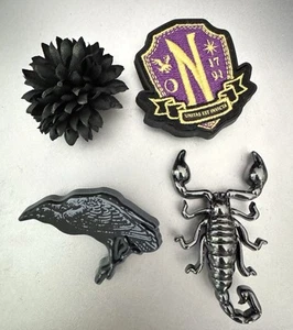 Croc Charm Jibbitz Shoe Charms Wednesday Addams - Scorpion Raven Nevermore - Picture 1 of 3