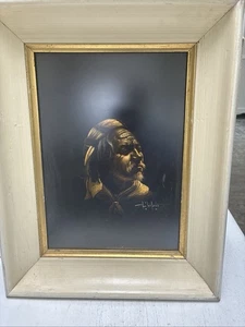 Vintage Esperanza Martinez Pastell auf Papier junger Mann tiefe Gedanken Kunst gerahmt - Bild 1 von 4