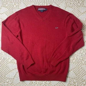 Vineyard Vines Boys M 10-12 Red V-Neck Knitted Classic Pullover Sweater - Picture 1 of 3