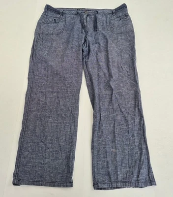 MANTARAY Trousers 18R Blue Women's Linen Blend Casual Pants - Image 1 of 4