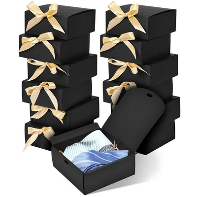 WLUSEAXI 12pack Small Gift Boxes with Lids for Presents, 4.5''x4.5''x2'' Blac...