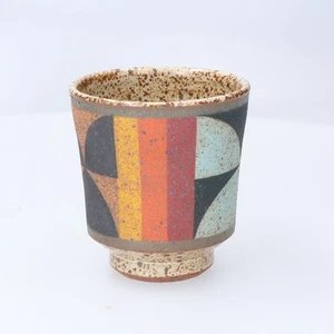Kat & Roger Handmade L.A. Keramiktasse Unikat geometrisches Kunstwerk seltener Fund - Bild 1 von 6