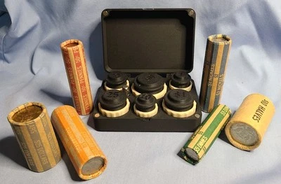 Juego de crimpado de extremo de rollo de moneda de 6 denominaciones de 14 piezas con lengüetas de crimpado de acero y broca de accionamiento Foto 1 de 4