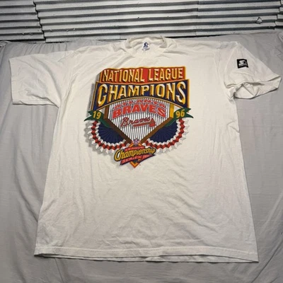 Camisa De Colección Atlanta Braves Para Hombres X-Grande Blanca MLB Béisbol Starter Años 90 Foto 1 de 4