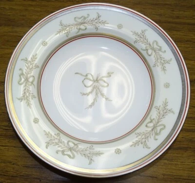 Minton England S108 Flat Soup Bowl Wheat & Bow Red/Silver 7 3/4" - Image 1 of 4