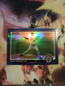 2010 RICK PORCELLO BOWMAN CHROME #121 BLUE REFRACTOR #D/150 SP CARD TIGERS - Picture 1 of 2
