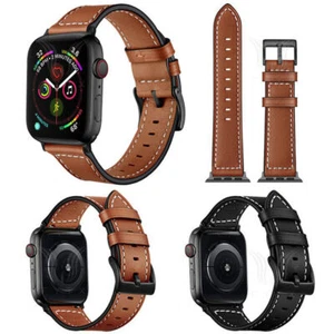Correa para reloj Apple Watch Series 9/8/7/6/5/4/3 SE clásica de cuero genuino - Imagen 1 de 25