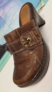 Women's Nurture DistresBrown Leather Comfort Clogs Heels Size 9M Pelican 'CLEAN" - Picture 1 of 1