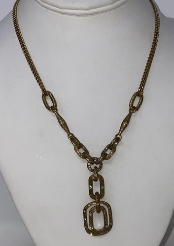 Collana Pendente Strass Tono Oro Chic Elegante Vintage Firmata Givenchy