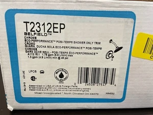 Moen Belfield One Handle Shower Faucet Trim Kit Polished Chrome T2312EP - Picture 1 of 2