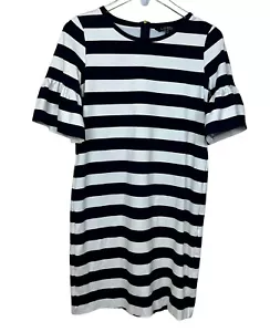 Lauren Ralph Lauren Hemdblusenkleid dunkelblau gestreift Rüschenärmel Gr. M Petite - Bild 1 von 9
