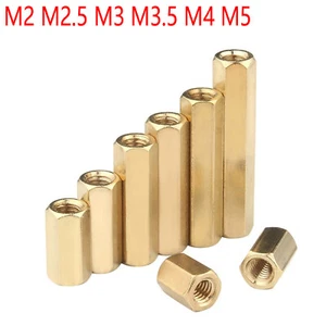 HEX CONNECTION NUTS BRASS HEXAGON CONNECTOR CONNECTING ROD BAR STUD LONG NUT - Picture 1 of 10