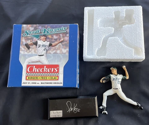 Tampa Bay Rays SGA 2006 Scott Kazmir #26 Checkers Figurine Statue In Box Collect Cover