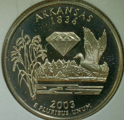 UNITED STATES-2003 "S" CLAD PR ST. QUARTER-.25c-"ARKANSAS" KM# 347 UNC/AU - Image 1 of 3