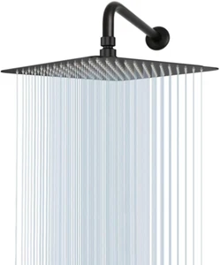 Square Rain Shower Head with Extension Arm, Large Stainless Steel Rainfall Showe - Picture 1 of 6