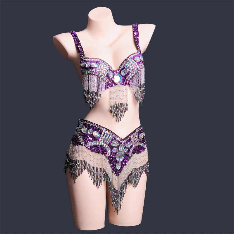 INSCHMUCK RÄUMUNGVERKAUF C951 Bauchtanz Kostüm 2 Teile BH und Gürtel belly dance