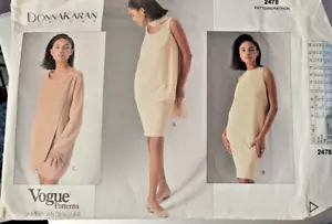 Vogue American Designer Donna Karan #2478 Miss/Petite Dress & Scarf Sz 6-8-10 - Picture 1 of 5