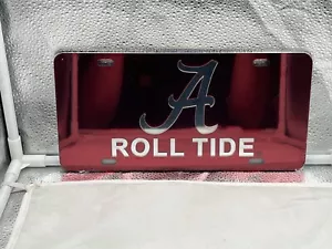 Alabama Crimson Tide NCAA Red Mirrored Laser Cut License Plate Craftique - Picture 1 of 1