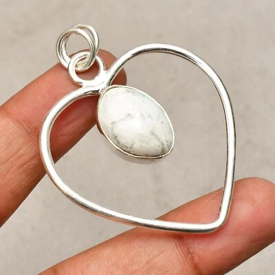 Howlith Edelstein 925 Sterlingsilber handgefertigter Schmuck Anhänger 1,89 Zoll - Bild 1 von 4