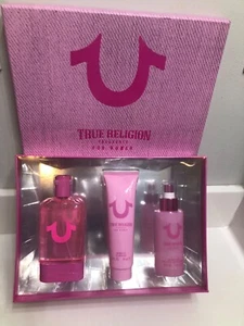 TRUE RELIGION FRAGRANCE FOR WOMEN 3 PIECE SET-EDP-BODY MIST-GEL-NEW SEALED - Picture 1 of 5
