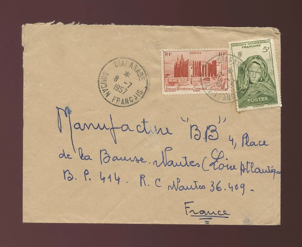 SAHARA FRANCÉS DIAFARABE MALI 1957 AOF 10F + 5F Foto 1 de 1