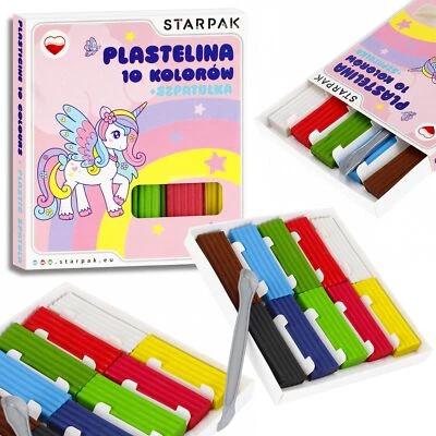 STARPAK Einhorn Knete mit Spatel Set, 10 Farben