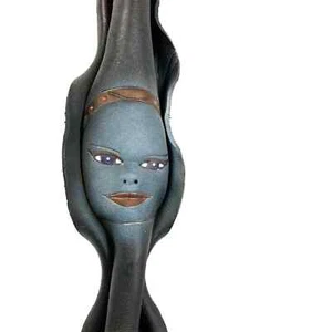 3D Handcrafted, Molded Leather Wall Sculpture with painted female face signed DG - Picture 1 of 6