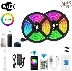 Music Sync LED WiFi Strip Light 32.8Ft RGB 300LED Waterproof Alexa Google Home - Picture 1 of 5