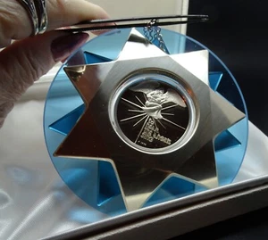 1976 Franklin Mint 4" Blue Came Upon A Midnight Sterling Christmas Ornament - Picture 1 of 6