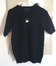 BNWT M&S Autograph  100% Cashmere Short Sleeved Black Jumper, Size 6, RRP £69