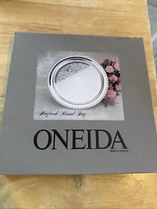 Vintage 1987 ONEIDA Maybrook 12” Silverplate Round Serving Tray NEW - Picture 1 of 4