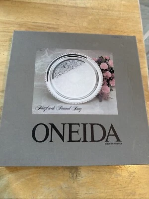 Vintage 1987 ONEIDA Maybrook 12” Silverplate Round Serving Tray NEW - Image 1 of 4